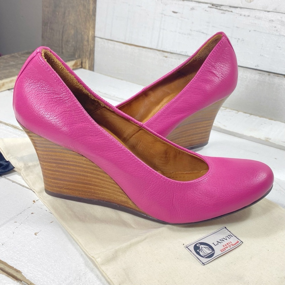 Lanvin Pink Leather Wedges